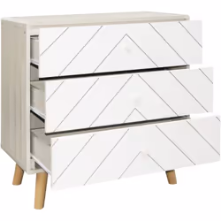 Dixie 3 Drawer Chest of Storage Drawers in Dusty Grey and White With Wooden Legs