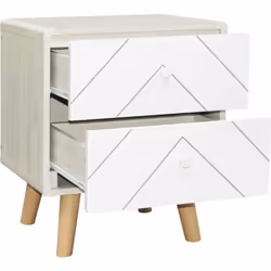 Dixie 2 Drawer Storage Bedside in Dusty Grey and White with Wooden Legs