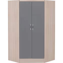 Nevada 2 Door Corner Wardrobe in Grey Gloss and Oak Effect Finish