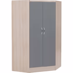 Nevada 2 Door Corner Wardrobe in Grey Gloss and Oak Effect Finish