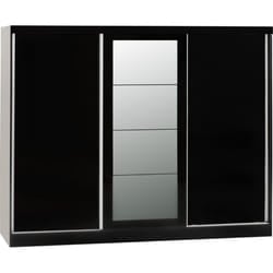 Nevada 3 Door Sliding Wardrobe in Black Gloss Finish