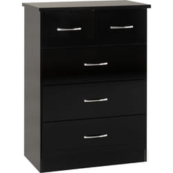 Nevada 3+2 Drawer Chest in Black Gloss Finish