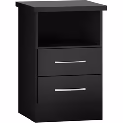 Nevada 2 Drawer Bedside in Black Gloss Finish Storage Metal Runners