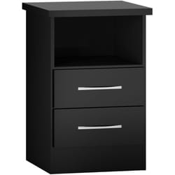 Nevada 2 Drawer Bedside in Black Gloss Finish Storage Metal Runners