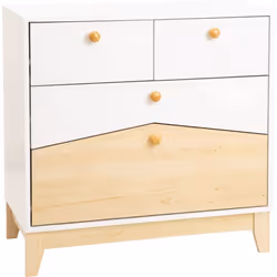 Cody 2+2 Drawer Chest of 5 Drawers in White and Pine Effect Finish