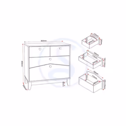 Cody 2+2 Drawer Chest of 5 Drawers in White and Pine Effect Finish