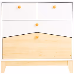 Cody 2+2 Drawer Chest of 5 Drawers in White and Pine Effect Finish