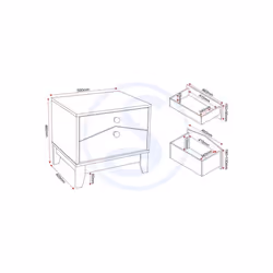 Cody 2 Drawer Bedside in White and Pine Effect Finish