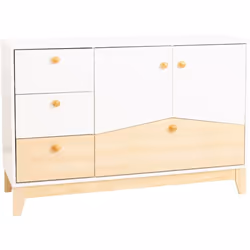 Cody 2 Door 4 Drawer Storage Unit in White and Pine Effect Finish