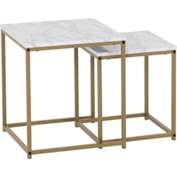 Dallas Nest of Two Tables Marble Effect and Gold Tone Metal Finish