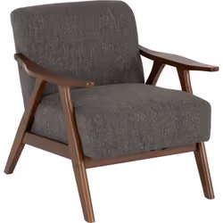 Kendra Accent Chair in Grey Fabric with Wooden Frame