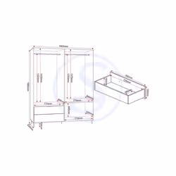 Madrid 4 Door 2 Drawer Mirrored Wardrobe in Grey and White Gloss Finish