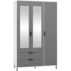 Madrid 3 Door 2 Drawer Mirrored Wardrobe in Grey and White Gloss Finish