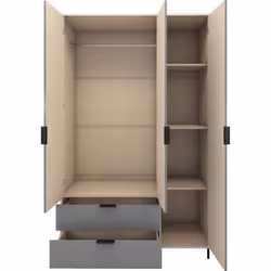 Madrid 3 Door 2 Drawer Mirrored Wardrobe in Grey and White Gloss Finish