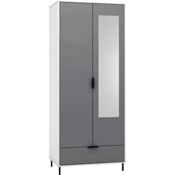 Madrid 2 Door 1 Drawer Mirrored Wardrobe in Grey and White Gloss Finish