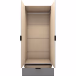 Madrid 2 Door 1 Drawer Mirrored Wardrobe in Grey and White Gloss Finish