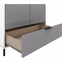 Madrid 2 Door 1 Drawer Mirrored Wardrobe in Grey and White Gloss Finish