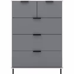 Madrid 3 and 2 Drawer Chest of 5 Drawers in Grey and White Gloss Finish