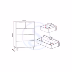 Madrid 3 and 2 Drawer Chest of 5 Drawers in Grey and White Gloss Finish