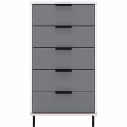 Madrid 5 Drawer Chest of Drawers in Grey and White Gloss Finish
