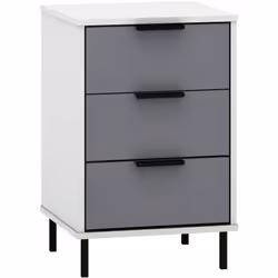 Madrid 3 Drawer Bedside in Grey and White Gloss Finish