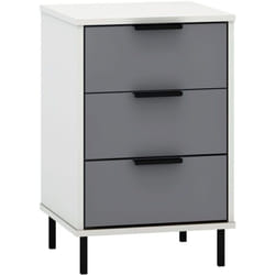Madrid 3 Drawer Bedside in Grey and White Gloss Finish