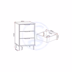 Madrid 3 Drawer Bedside in Grey and White Gloss Finish