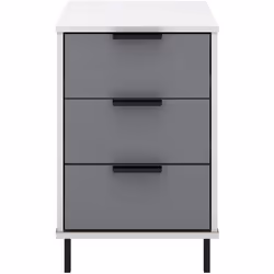 Madrid 3 Drawer Bedside in Grey and White Gloss Finish