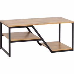 Durham 3 Level Shelving Coffee Table in Light Oak Effect and Black