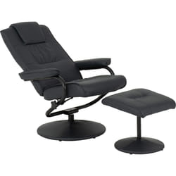 Ascot Recliner Chair & Footstool in Midnight Blue Faux Leather