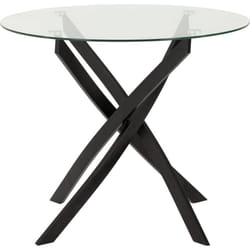 Sheldon Round Clear Glass Top Dining Table with Black Legs