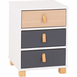 Brooklyn 3 Drawer Bedside in Oak Effect and Grey Finish