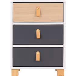 Brooklyn 3 Drawer Bedside in Oak Effect and Grey Finish
