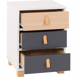 Brooklyn 3 Drawer Bedside in Oak Effect and Grey Finish