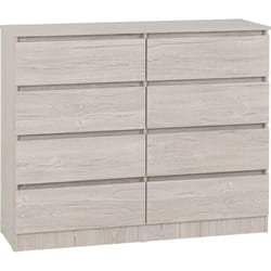 Malvern 8 Drawer Chest in Beige Urban Snow Finish Recessed Handles
