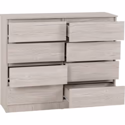 Malvern 8 Drawer Chest in Beige Urban Snow Finish Recessed Handles