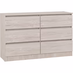 Malvern 6 Drawer Chest in Beige Urban Snow Finish Recessed Handles