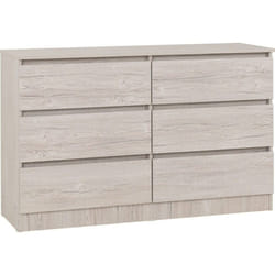 Malvern 6 Drawer Chest in Beige Urban Snow Finish Recessed Handles