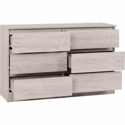 Malvern 6 Drawer Chest in Beige Urban Snow Finish Recessed Handles