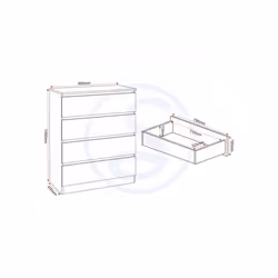 Malvern 4 Drawer Chest in Beige Urban Snow Finish Recessed Handles