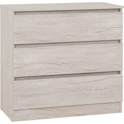 Malvern 3 Drawer Chest in Beige Urban Snow Finish Recessed Handles