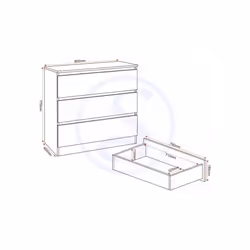 Malvern 3 Drawer Chest in Beige Urban Snow Finish Recessed Handles