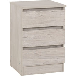 Malvern 3 Drawer Bedside in Beige Urban Snow Finish Recessed Handles