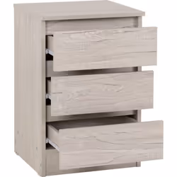 Malvern 3 Drawer Bedside in Beige Urban Snow Finish Recessed Handles