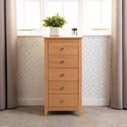 Oslo 5 Drawer Narrow Chest in Pine Effect Finish