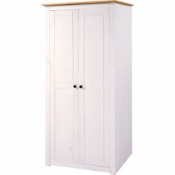 Panama 2 Door Wardrobe in White and Natural Wax Finish