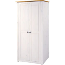 Panama 2 Door Wardrobe in White and Natural Wax Finish