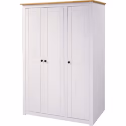 Panama 3 Door Wardrobe in White and Natural Wax Finish