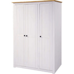 Panama 3 Door Wardrobe in White and Natural Wax Finish