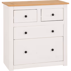 Panama 2+2 Drawer Chest in White and Natural Wax Finish
